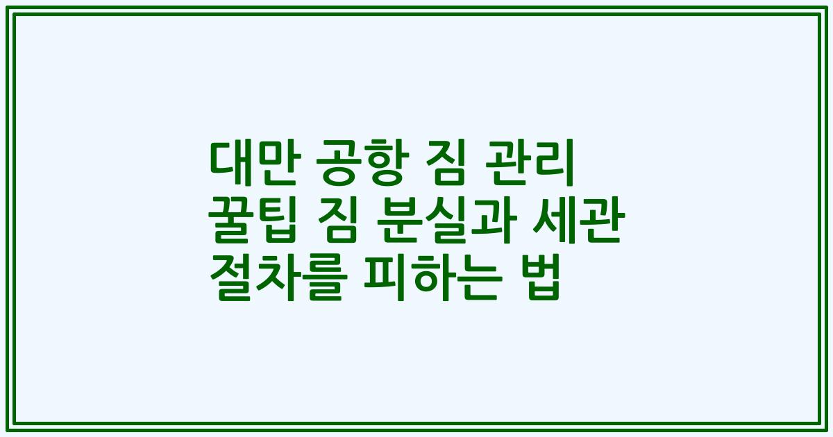 대만 공항 짐 관리 꿀팁 짐 분실과 세관 절차를 피하는 법