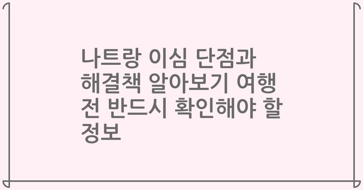 나트랑 이심 단점과 해결책 알아보기 여행 전 반드시 확인해야 할 정보
