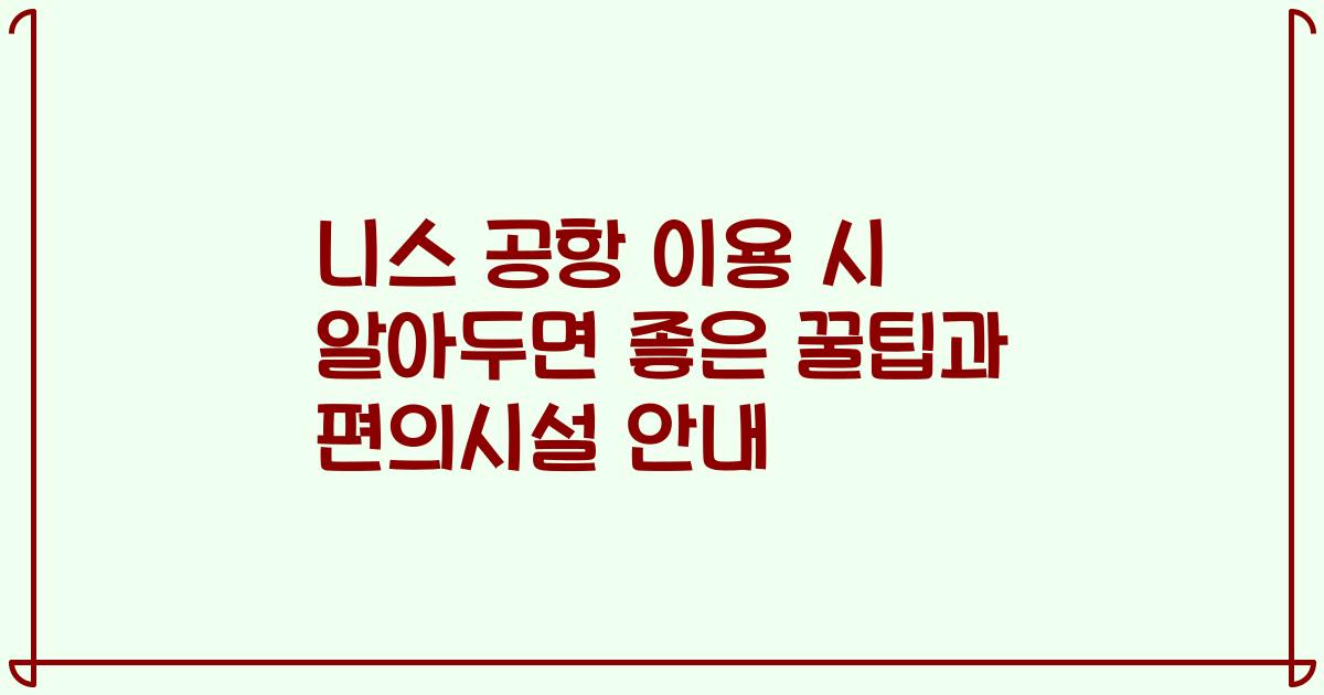 니스 공항 이용 시 알아두면 좋은 꿀팁과 편의시설 안내